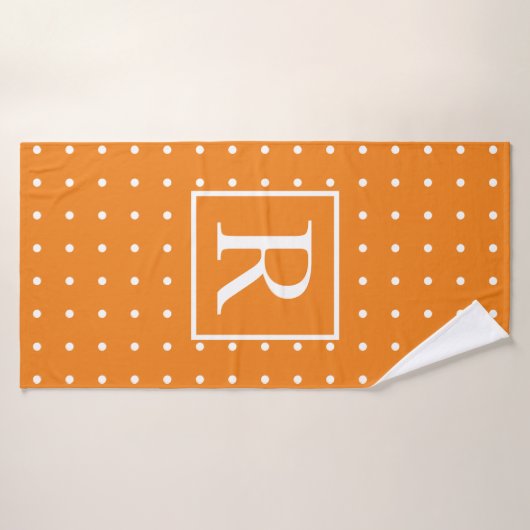 Paraphe Cool Pois orange Initiales  Bat (Serviette de bain)