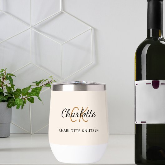 Paraphes en monogramme beige nom simple