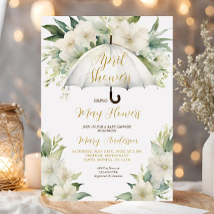 Paraplu april douches brengen mei bloemen kaart