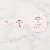 Paraplu Baby shower Roze Gingham Tafel Confetti (Voorkanten)