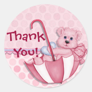 Paraplu Beer roze Baby dank u Ronde Sticker