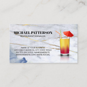 Paraplu cocktail Blue Gold Marble Visitekaartje