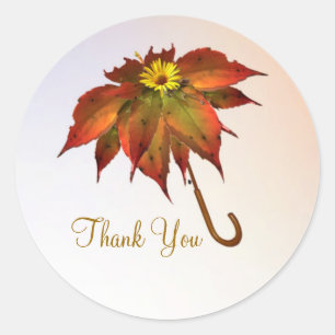 Paraplu herfst bladeren Dank u Ronde Sticker