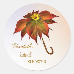 Paraplu herfstbladeren Vrijgezellenfeest Ronde Sticker