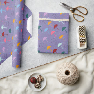 Paraplu in het Rain patroon Wrapping Paper Cadeaupapier