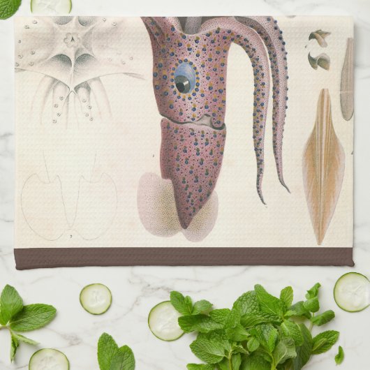 Paraplu inktvis,  zeedieren theedoek (Gevouwen)