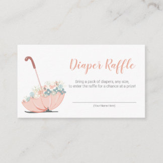 Paraplu met bloemen meisje luier loterij ticket informatiekaartje