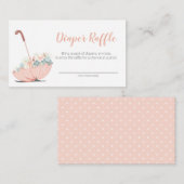 Paraplu met bloemen meisje luier loterij ticket informatiekaartje (Voorkant / Achterkant)