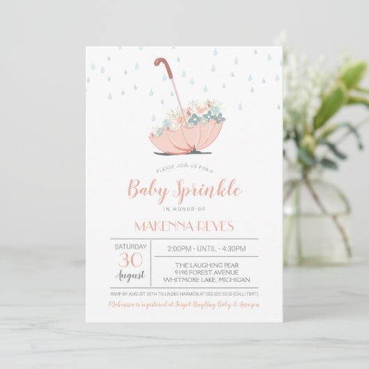 Paraplu met Bloemen Meisje of Tweeling Baby Sprink Kaart (Staand voorkant)