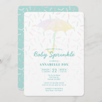 Paraplu Mint Baby Sprinkle Douche Uitnodiging