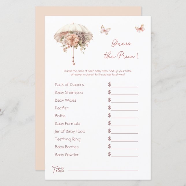  paraplu roze Baby shower Prijs Guess (Voorkant / Achterkant)