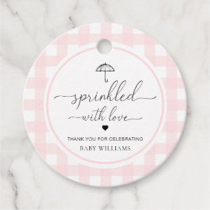 Paraplu Roze Gingham besprenkeld met liefde Bedankjes Labels