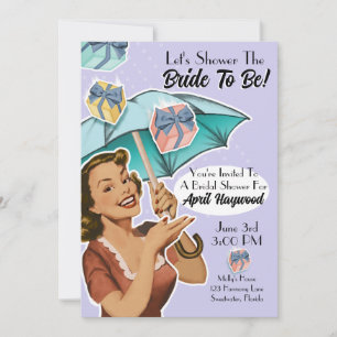 paraplu stijl doucheparty uitnodigen - violet kaart