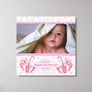 Paraplu Teddy Bear Polka Baby Canvas Print