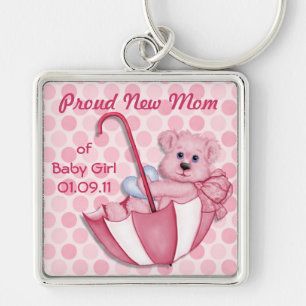 Paraplu Teddybeer - Nieuwe Mama van Meisje - Aanpa Sleutelhanger