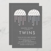 Paraplu TWINS Meisje Jongen Baby shower Invitation Kaart (Voorkant / Achterkant)