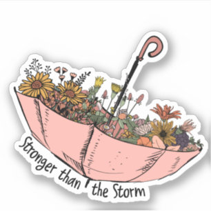 Paraplu Wilde Bloemen Sterker Dan Storm Sticker