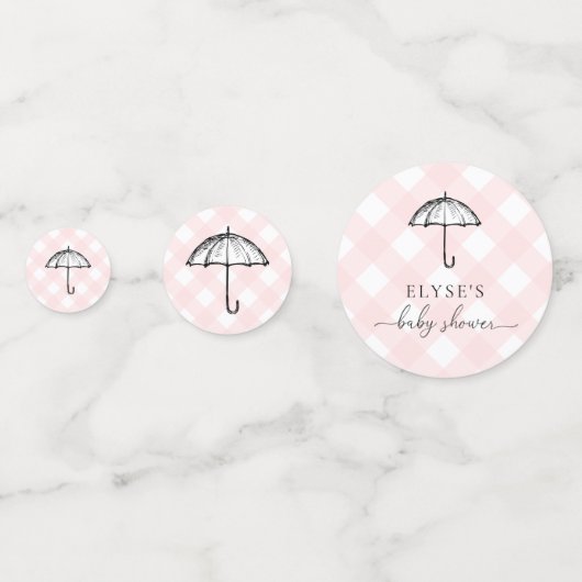 Parapluie Baby shower rose En vichy table Confetti (Derrière)