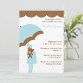 Parapluie bleu Baby Shower Invitations (Debout devant)
