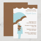 Parapluie bleu Baby Shower Invitations (Devant / Derrière)