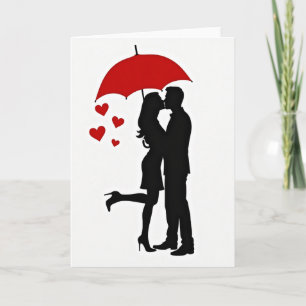 Parapluie de baiser romantique Cartes de cœurs