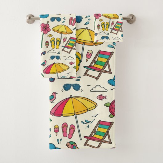 Parapluie de plage coloré motif d'été (En situation)