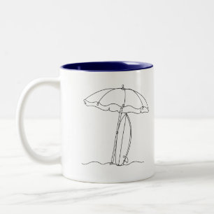 Parapluie de plage planche de surf Mug Art en lign