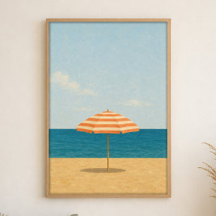 Parapluie de plage Poster d'art aquarelle côtier d