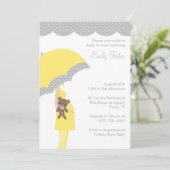 Parapluie Jaune Baby Shower Invitations (Debout devant)