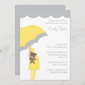 Parapluie Jaune Baby Shower Invitations (Devant / Derrière)