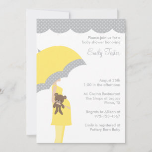 Parapluie Jaune Baby Shower Invitations