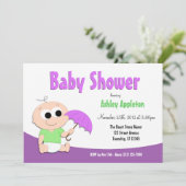 Parapluie pour bébé violet et vert - Invitations d (Debout devant)