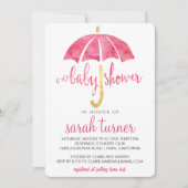 Parapluie rose Fille bébé Douche Invitations (Devant)