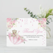 Parapluie rose Teddy Bear Bébé Saupoudrer Merci C (Debout devant)