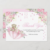 Parapluie rose Teddy Bear Bébé Saupoudrer Merci C (Devant / Derrière)