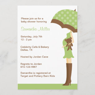 Parapluie vert Baby Shower Invitations