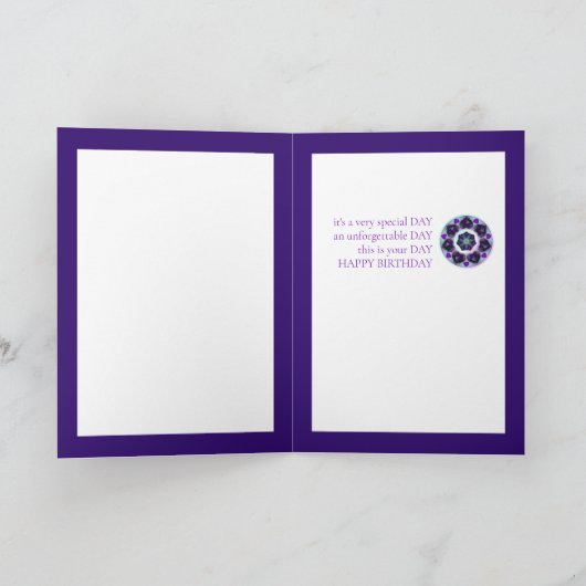 Parapluie violet & coeurs .7 carte d'anniversaire (Intérieur)