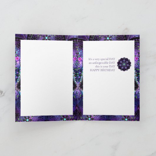 Parapluie violet & coeurs .7 carte d'anniversaire (Intérieur)