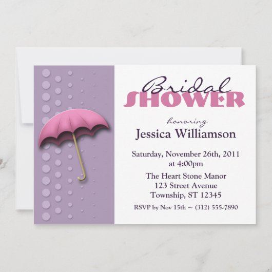 Parapluie violet et rose nuptiale invitation à la (Devant)