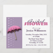Parapluie violet et rose nuptiale invitation à la (Devant / Derrière)