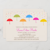 Parapluies colorées Invitation de douche nuptiale (Devant / Derrière)