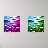 Parapluies gras, pluie, rose et bleu (Recto)