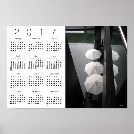 Parapluies Paris Affiche de calendrier blanc 2017 (Devant)