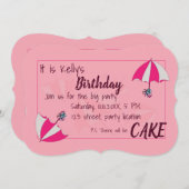 Parapluies rose Anniversaire Invitation (Devant / Derrière)