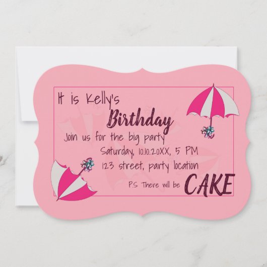 Parapluies rose Anniversaire Invitation (Devant)