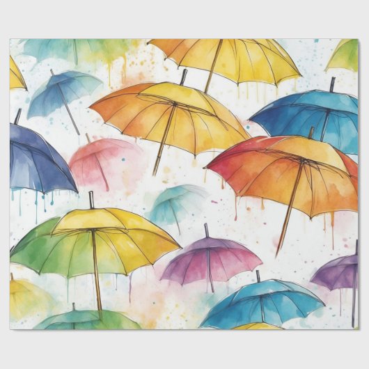 Paraplu's en Buien Cadeaupapier (Vlak)