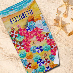 Paraplu's in de zand strandlaken