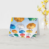 Paraplu's in het Wenskaart Sky Kaart (Gele Bloem)