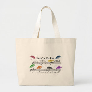 Paraplu's met muziekachtergrond voor vel grote tote bag