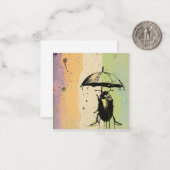 Paraplu's omhoog & whiskers uit: speelse kevers notitiekaartje (Voorkant / Achterkant in situ)